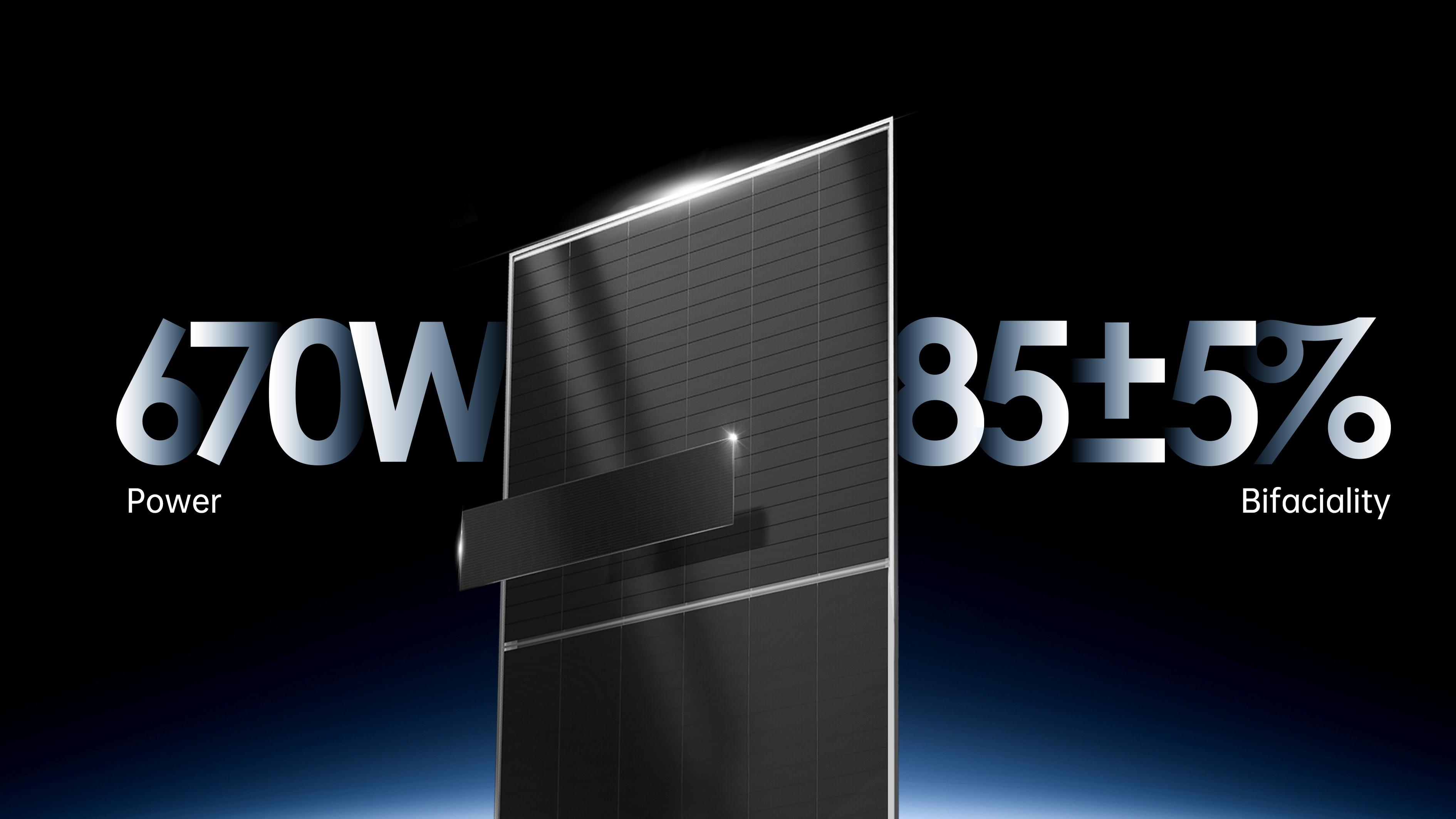 Jinko Solar Tiger Neo 670W solar panel with 85% bifaciality specification