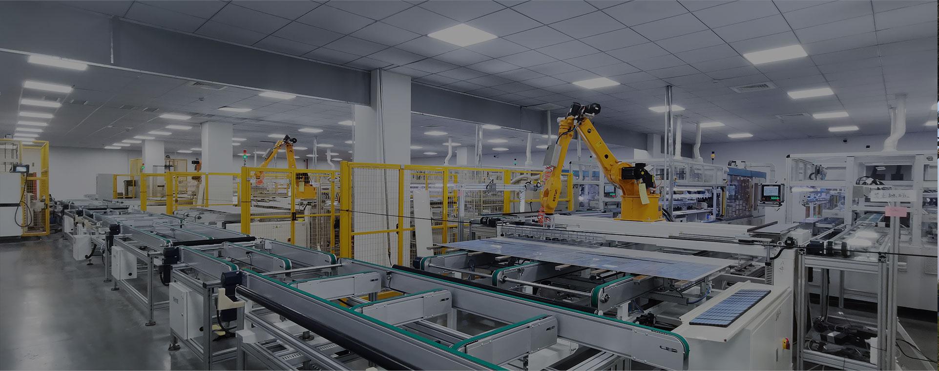 Leapton solar panel manufacturing line with robotic assembly