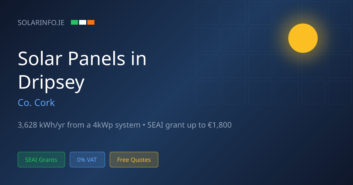 Solar Panels Dripsey — 3,240 kWh/yr | Costs & Installers