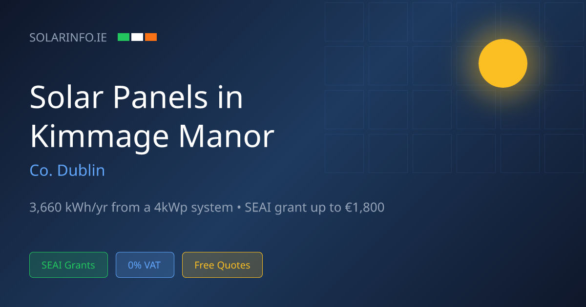 Solar Panels Kimmage Manor — 3,140 kWh/yr | Costs & Installers